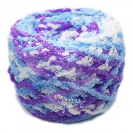 ไหมพรมขนแกะเหลือบ สีม่วง/ฟ้า/ขาว