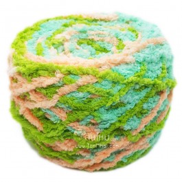 ไหมพรมขนแกะเหลือบ สีเขียวโซดา/เขียวตอง/ครีมส้ม