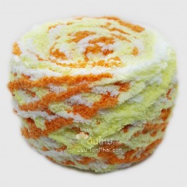 ไหมพรมขนแกะเหลือบ สีขาว/เหลือง/ส้ม