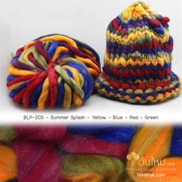 ไหมพรมเกาหลี บิ๊กลูป (Korean Big Loop) สีซัมเมอร์แสปลช เหลือง-น้ำเงิน-แดง-เขียว (Summer Splash - Yellow-Blue-Red-Green)