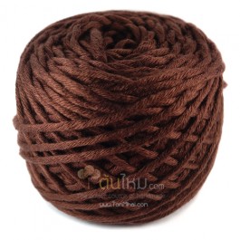 ไหมพรม คอตตอน เพิร์ล น้ำตาลเข้มอมแดง หมีบราวน์ (Pearl Cotton - Brown Red Shade - Brown Line Bear)