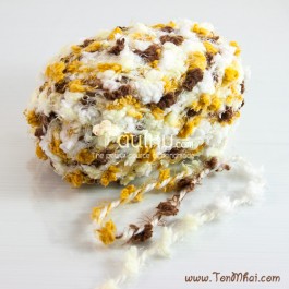 ไหมพรมฟลอร่า สีช๊อกโก้บานาน่าฟลอร่า เหลืองอ่อน-เหลืองทอง-น้ำตาลช๊อก-ขาว (Choco Banana Flora)