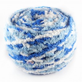 ไหมพรมขนแกะเหลือบ สีขาว/ฟ้าน้ำทะเล/น้ำเงิน