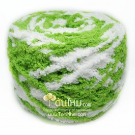 ไหมพรมขนแกะเหลือบ สีขาว/เขียว