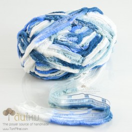 ไหมตาข่ายอุด้ง น้ำทะเลไล่สี ขาว-ฟ้า-น้ำเงินคราม-น้ำเงินน้ำทะเล (In the Sea)