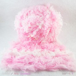 ไหมพรมขนเฟอร์ ซิลค์กี้ ซอฟท์ (Silky Soft Fur) สีขาว/ชมพูโอรส/ชมพูหวาน (White/PinkGradient)
