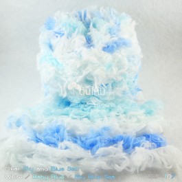 ไหมพรมขนเฟอร์ ซิลค์กี้ ซอฟท์ (Silky Soft Fur) สีท้องฟ้าและทะเล - ขาว/ฟ้าใส/ฟ้าน้ำทะเล (Clear Sky and Blue Sea - White / Baby Blue / Sky Blue)