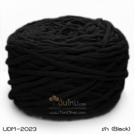 ไหมพรมอูด้งลิตเติ้ล รุ่นเส้นกลมเนื้อเนียน สีดำ (Black) (ก้อนใหญ่ 160g.)