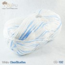 ไหมพรม คอตต้อน แบมบู สีขาว/ฟ้าน้ำทะเล (White/ClearBlueSea)