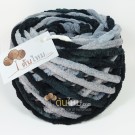ไหมพรมอูด้ง ดำ/เทากลาง (Black/Gray)