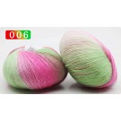 ไหมพรม วูลลี่ ไล่สี ดอกบัวชมพูและเขียว ขาวครีม-ชมพูอ่อน-ชมพูเข้ม-เขียวหวาน (Wooly Gradient - Lotus Sweet Pink and Green CreamWhite-LightPink-SweetPink-SweetGreen)