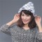 หมวกเกาหลี ด้วยไหมพรมเกาหลี บิ๊กลูป (Korean Big Loop) สีขาว-เทา (White-Gray)